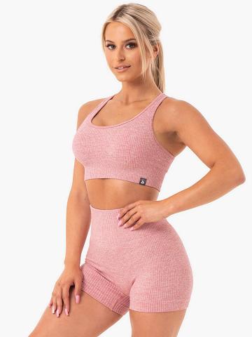 Ryderwear Women Sports Bra Rib Seamless Women's Sports Bra Blush Marl | CA1714QZ