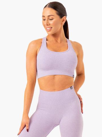 Ryderwear Women Sports Bra Rib Seamless Women's Sports Bra Lavender Marl | CA1752DN