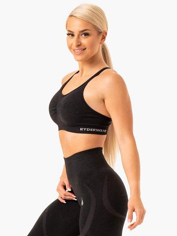 Ryderwear Women Sports Bra Sculpt Seamless Women's Sports Bra Black Marl | CA1680LH