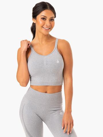 Ryderwear Women Sports Bra Sculpt Seamless Tank Women's Sports Bra Grey Marl | CA1727FM