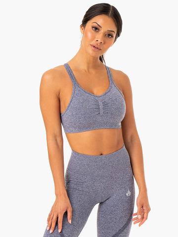 Ryderwear Women Sports Bra Sculpt Seamless Women's Sports Bra Navy Marl | CA1751SO