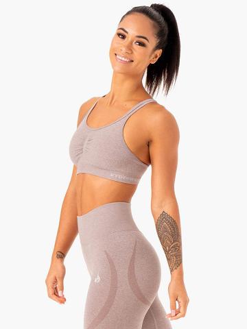 Ryderwear Women Sports Bra Sculpt Seamless Women's Sports Bra Mushroom Marl | CA1795RW