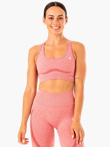 Ryderwear Women Sports Bra Sculpt Seamless Racer Back Women's Sports Bra Pink Marl | CA1861KI