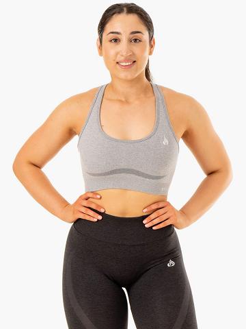 Ryderwear Women Sports Bra Sculpt Seamless Racer Back Women's Sports Bra Grey Marl | CA1900TV