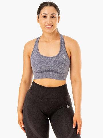 Ryderwear Women Sports Bra Sculpt Seamless Racer Back Women's Sports Bra Navy Marl | CA1917CE