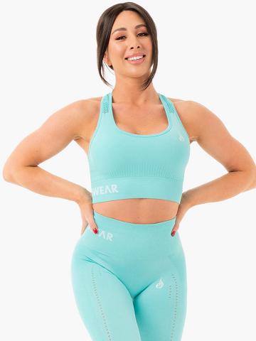 Ryderwear Women Sports Bra Seamless Staples Women's Sports Bra Aqua Marl | CA1623FM