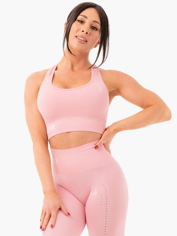 Ryderwear Women Sports Bra Seamless Staples Women's Sports Bra Baby Pink Marl | CA1625HK