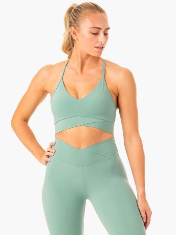 Ryderwear Women Sports Bra Serene Cross Over Women's Sports Bra Green | CA1897WY