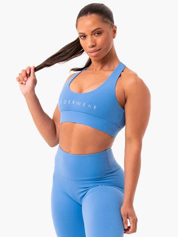 Ryderwear Women Sports Bra Staples Cross Over Women's Sports Bra Blue | CA1764NB