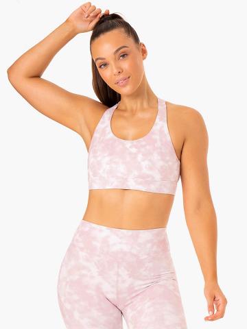 Ryderwear Women Sports Bra Tie Dye Women's Sports Bra Mauve Pink Tie Dye | CA1709CE