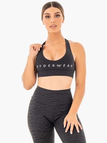 Ryderwear Women Sports Bra Wild Cross Over Women's Sports Bra Black | CA1677HK