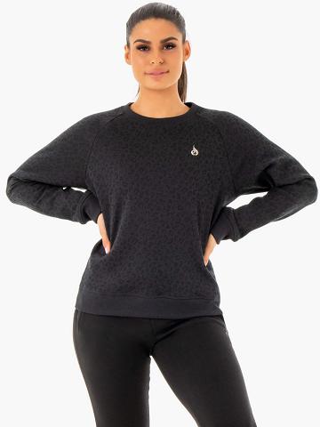 Ryderwear Women Sweaters Adapt Boyfriend Women's Sweaters Black Leopard | CA1525ZG