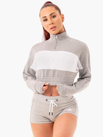 Ryderwear Women Sweaters Cropped Track Jumper Women's Sweaters Grey Marl | CA1548JJ