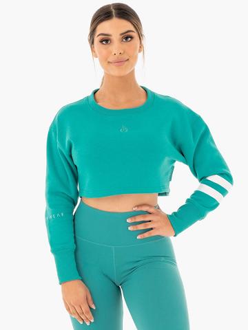 Ryderwear Women Sweaters Motion Cropped Women's Sweaters Teal | CA1528VD