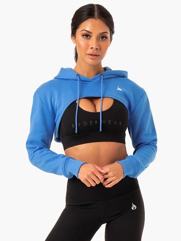 Ryderwear Women Sweaters Staples Super Crop Women's Sweaters Blue | CA1557MA