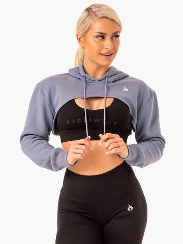 Ryderwear Women Sweaters Staples Super Crop Women's Sweaters Steel Grey | CA1574JJ