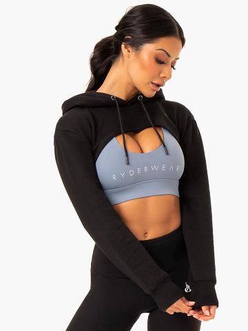 Ryderwear Women Sweaters Staples Super Crop Women's Sweaters Black | CA1577ZG