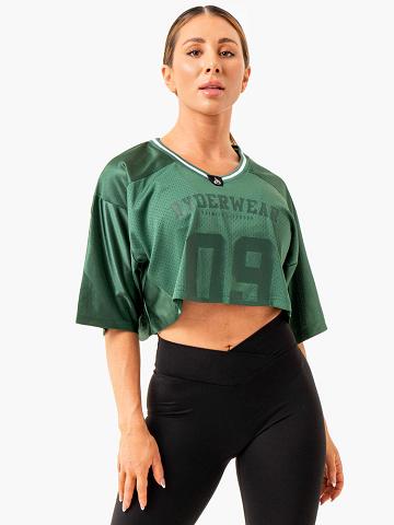 Ryderwear Women T Shirts Arena Varsity Jersey Women's T Shirts Forest Green | CA1356UT