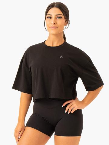 Ryderwear Women T Shirts Balance Oversized Tee Women's T Shirts Black | CA1388DN