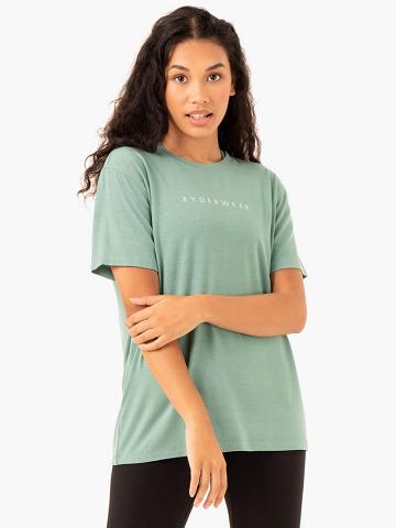 Ryderwear Women T Shirts Boyfriend Longline Women's T Shirts Sage | CA1422XF