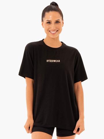 Ryderwear Women T Shirts Define Long Line Women's T Shirts Black | CA1450VD