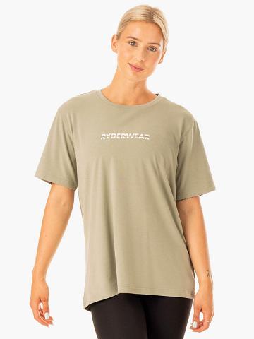 Ryderwear Women T Shirts Edit Longline Women's T Shirts Sage | CA1389FM