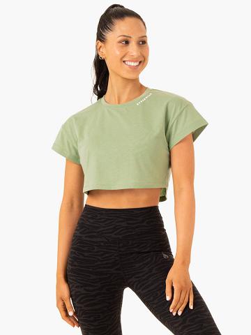 Ryderwear Women T Shirts Energy Cap Sleeve Women's T Shirts Jade Green | CA1358OR