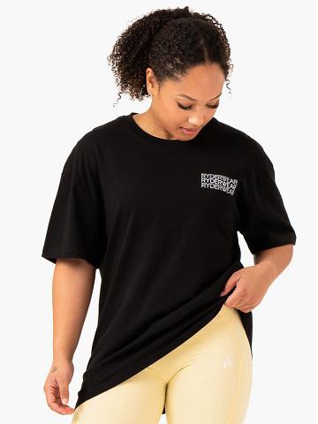 Ryderwear Women T Shirts Level Up Oversized Women's T Shirts Black | CA1362DN