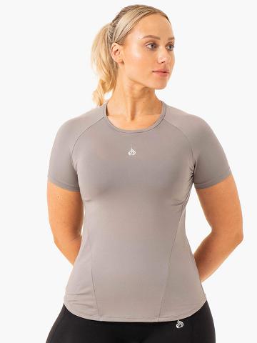 Ryderwear Women T Shirts Level Up Training Women's T Shirts Steel Grey | CA1365HK