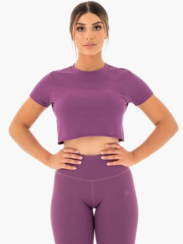 Ryderwear Women T Shirts Motion Cropped Women's T Shirts Purple | CA1472LH