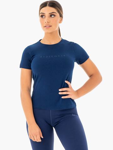 Ryderwear Women T Shirts Motion Women's T Shirts Navy | CA1465SO