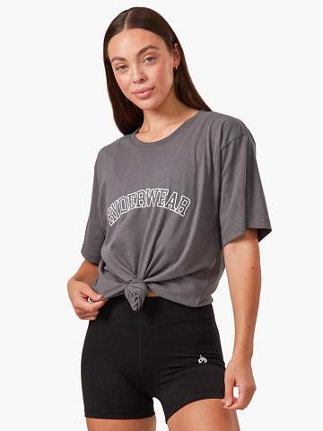 Ryderwear Women T Shirts Oversized Women's T Shirts Charcoal | CA1409IS