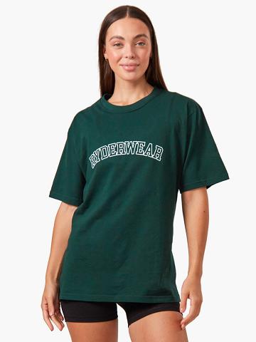 Ryderwear Women T Shirts Oversized Women's T Shirts Bottle Green | CA1410OR