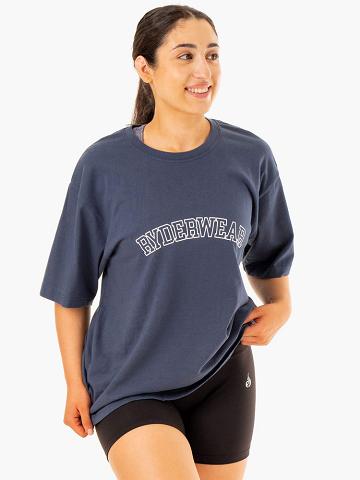 Ryderwear Women T Shirts Oversized Women's T Shirts Washed Blue | CA1412AP