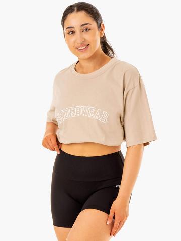 Ryderwear Women T Shirts Oversized Women's T Shirts Sandstone | CA1413SO