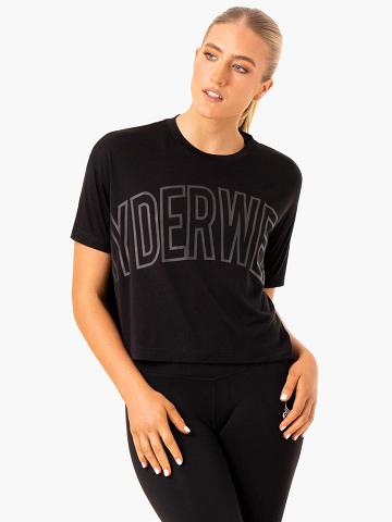 Ryderwear Women T Shirts Replay Boxy Tee Women's T Shirts Black | CA1431RW