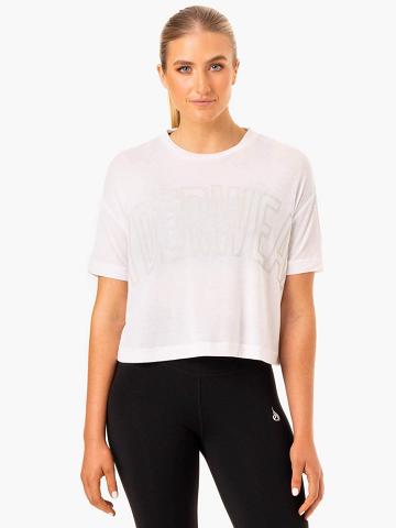 Ryderwear Women T Shirts Replay Boxy Tee Women's T Shirts White | CA1432TV