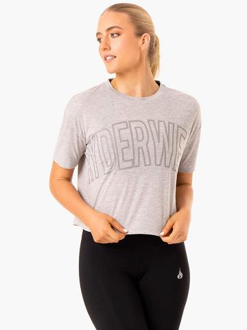 Ryderwear Women T Shirts Replay Boxy Tee Women's T Shirts Grey Marl | CA1433YU