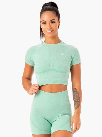 Ryderwear Women T Shirts Sculpt Seamless Women's T Shirts Mint Marl | CA1435IS