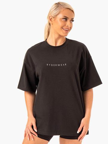 Ryderwear Women T Shirts Staples Oversized Tee Women's T Shirts Black | CA1430EX