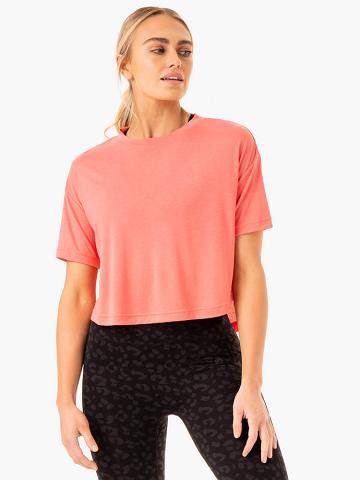 Ryderwear Women T Shirts Ultra Scoop Women's T Shirts Coral | CA1426NB