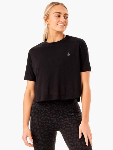 Ryderwear Women T Shirts Ultra Scoop Women's T Shirts Black | CA1428QZ