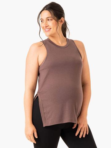 Ryderwear Women Tanks Active Bump Women's Tanks Chocolate | CA1347BC