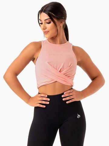 Ryderwear Women Tanks Adapt Twist Cropped Women's Tanks Peach | CA1170EX