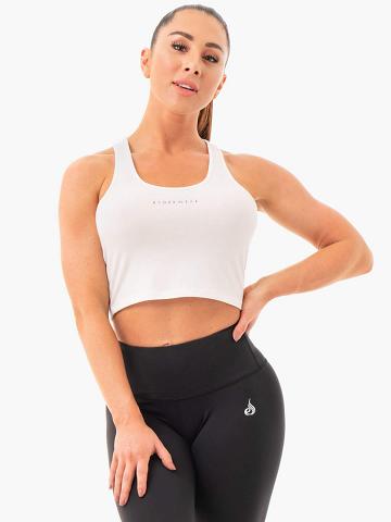 Ryderwear Women Tanks Cropped Racer Back Women's Tanks White | CA1151PQ