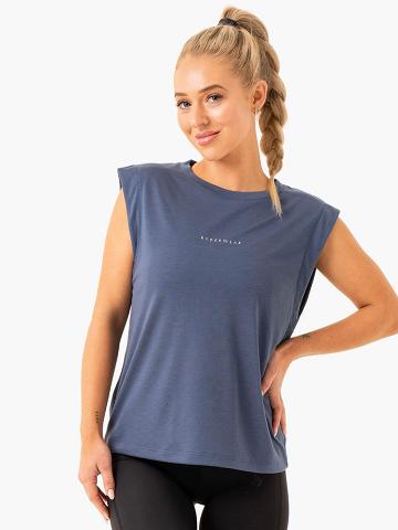 Ryderwear Women Tanks Element Wide Cut Women's Tanks Steel Blue | CA1302TV