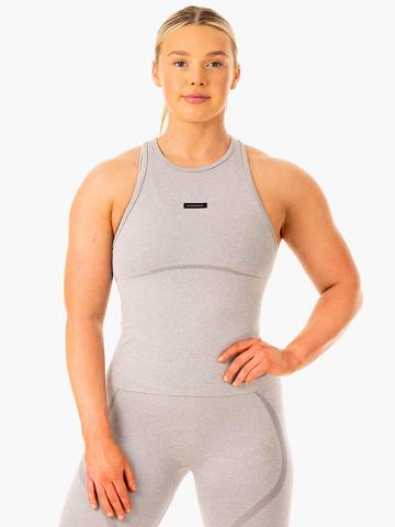 Ryderwear Women Tanks Excel Seamless Mid Length Women's Tanks Grey Marl | CA1309SO