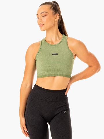 Ryderwear Women Tanks Excel Seamless Women's Tanks Moss Green Marl | CA1251YU