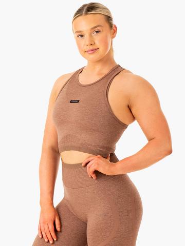 Ryderwear Women Tanks Excel Seamless Women's Tanks Mocha Marl | CA1282AP