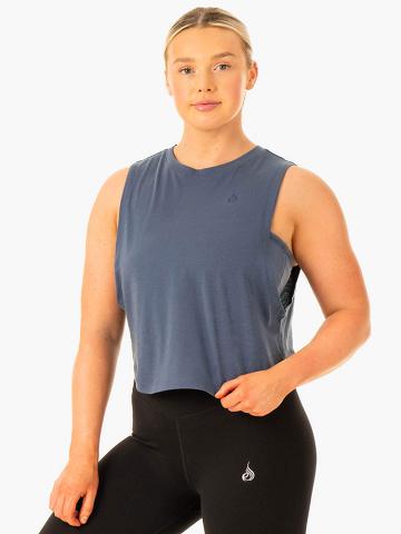 Ryderwear Women Tanks Flow Scoop Women's Tanks Steel Blue | CA1311FM